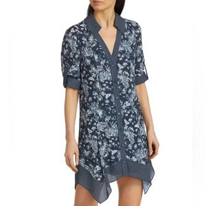 Alice + Olivia Connor handkerchief shirt dress. Navy and white. Size XS.
